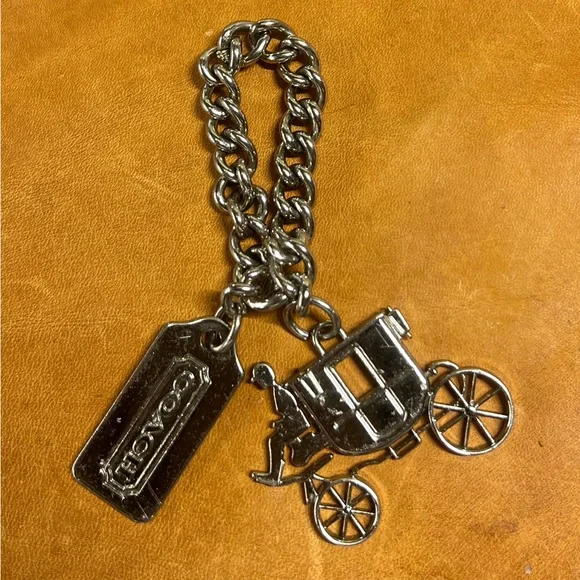 Coach Metal Carriage and Hang Tag purse charm for bag key fob keychain authentic - Picture 1 of 4